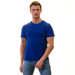 Royal Blue European Made T-Shirt - Premium Cotton Crew Neck Short Sleeve T-Shirt