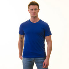 Royal Blue European Made T-Shirt - Premium Cotton Crew Neck Short Sleeve T-Shirt