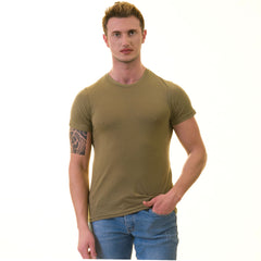 Olive European Made T-Shirt - Premium Cotton Crew Neck Short Sleeve T-Shirts
