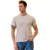 Light Gray Melange T-Shirt - Premium Cotton Crew Neck Short Sleeve T-Shirts