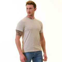 Light Gray Melange T-Shirt - Premium Cotton Crew Neck Short Sleeve T-Shirts