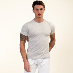 Light Gray Melange T-Shirt - Premium Cotton Crew Neck Short Sleeve T-Shirts
