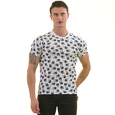 White Navy Palm Tree Premium T-Shirt for Men - European Made Crew Neck