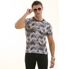 Black Gray Hawaiian Premium T-Shirt for Men - European Made Crew Neck