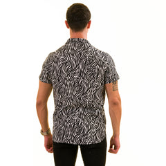 Black & White Zebra Print Hawaiian Shirt for Men - European Made Summer Wear