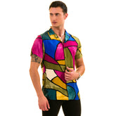 Green Purple Mustard Print Hawaiian Shirt for Men - European Designed Summer