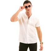 Men's Blue White Palm Trees European Made & Designed Hawaiian Summer Shirts