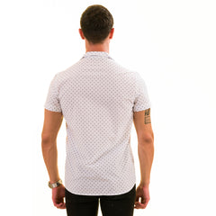 White Dotted European Made & Designed Hawaiian Summer Shirt for Men