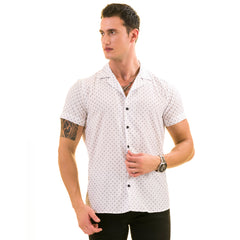White Dotted European Made & Designed Hawaiian Summer Shirt for Men