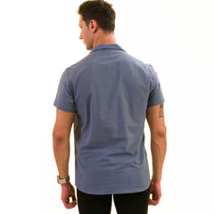 Light Blue Solid Hawaiian Shirt for Men - European Designed Summer Style
