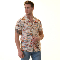 Colorful Palm Trees Hawaiian Summer Shirt for Men - European Made & Designed