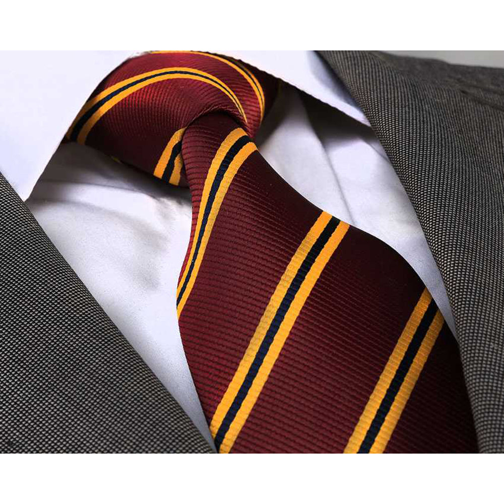 Men's Fashion Rose Yellow Black Floral Neck Tie Gift Box - Amedeo Exclusive
