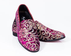 Premium Pink Multicolor Floral Loafers for men designer slip on casual / dress shoes – Luxury - Amedeo Exclusive
