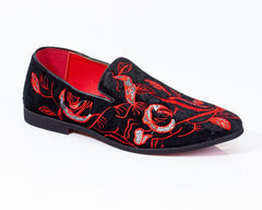 Premium Red And Black Loafers for men designer slip on casual / dress shoes – Luxury Leather - Amedeo Exclusive