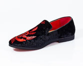 Premium Red And Black Loafers for men designer slip on casual / dress shoes – Luxury Leather - Amedeo Exclusive