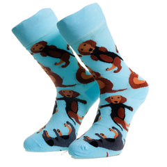 Blue Socks With Printed Dogs-European Made - Egyptian Cotton Socks - Premium Cotton Fun socks with Soft Elastic