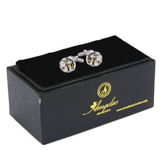 Silver Mens Stainless Steel Functioning Movement Cufflinks for Shirt with Box - Hand Crafted Perfect Gift