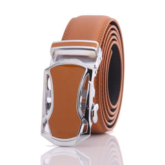 Men's Stainless Steel Tan Belt - Tan Buckle Belt - one size fits all - perfect fit