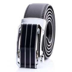 Men’s Black Ratchet Belt Stainless Steel Silver & Black Buckle | Comfort Click fits 26”–52” waist