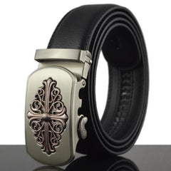 Men's Stainless Steel Black Belt with Silver Buckle