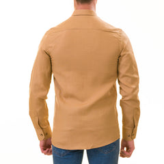Men’s Brown Linen Shirt - Luxury Tailor Fit European Made Button-Up