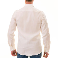 Men’s Off-White Linen Shirt - Luxury Tailor Fit European Made Button-Up