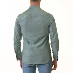 Green French Cuff Shirt for Men - Slim Fit, Cotton (Emerald Green Design Inside)