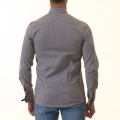 Black Checkered French Cuff T-Shirt - Men’s Long Sleeve Slim Fit Cotton T-Shirt