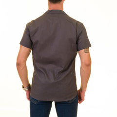 Men’s Solid Gray Hawaiian Summer Shirt – European Made & Designed