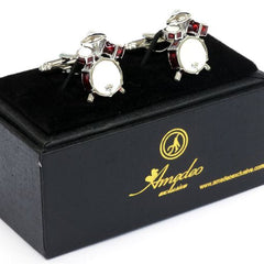 Silver Mens Stainless Steel Drum Sets Cufflinks for Shirt with Box - Hand Crafted Perfect Gift