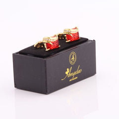 Silver + Burgundy Mens Stainless Steel Squares Cufflinks for Shirt with Box - Hand Crafted Perfect
