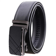 Amedeo Exclusive Men's Black Belt Black Buckle Leather - Amedeo Exclusive