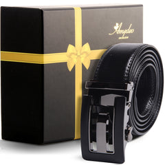 Men's Smart Ratchet No Holes Automatic Buckle Belt in Gun Metal Black Color - Amedeo Exclusive