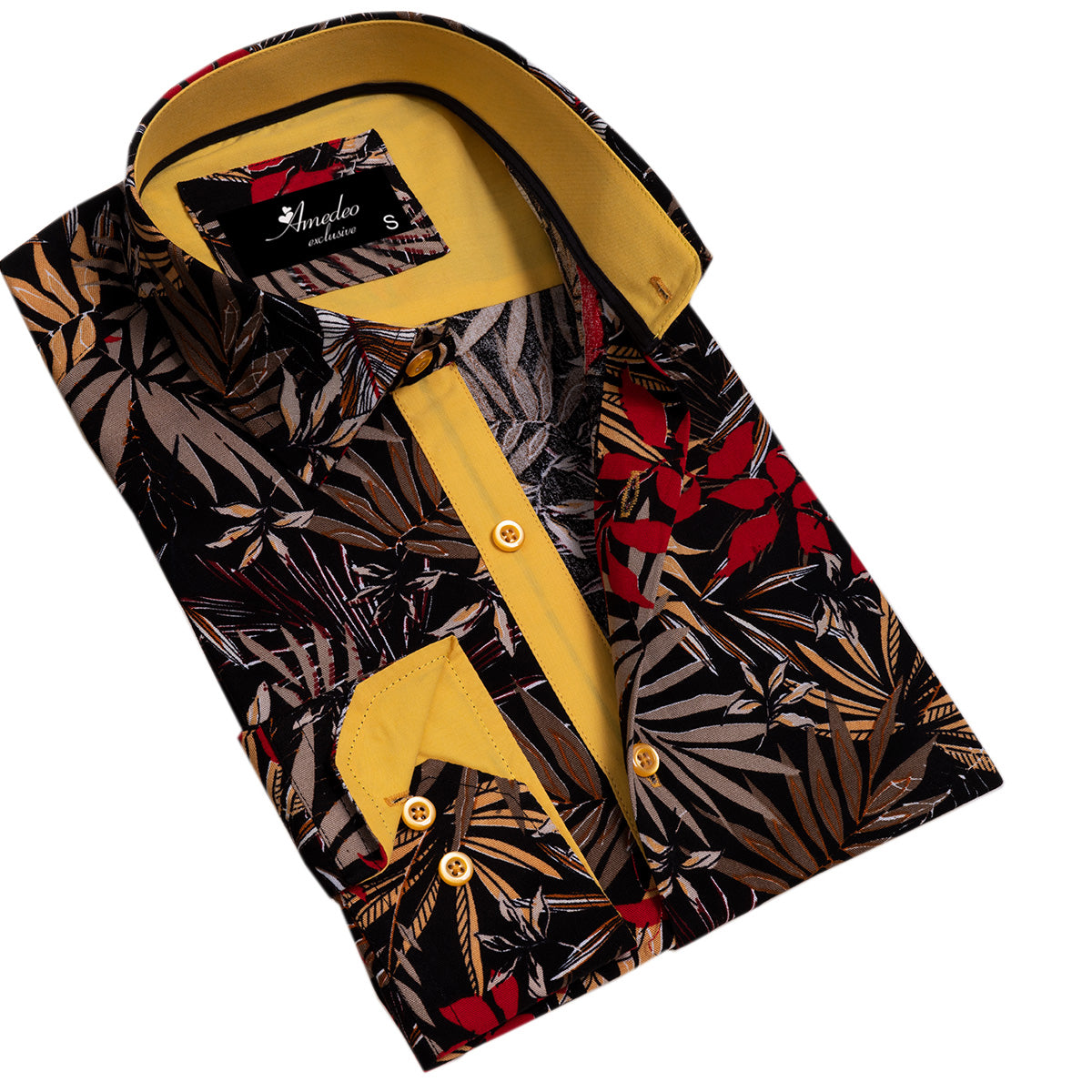 Floral Mens Slim Fit Designer Dress Shirt - tailored Cotton Shirts for Work and Casual Wear