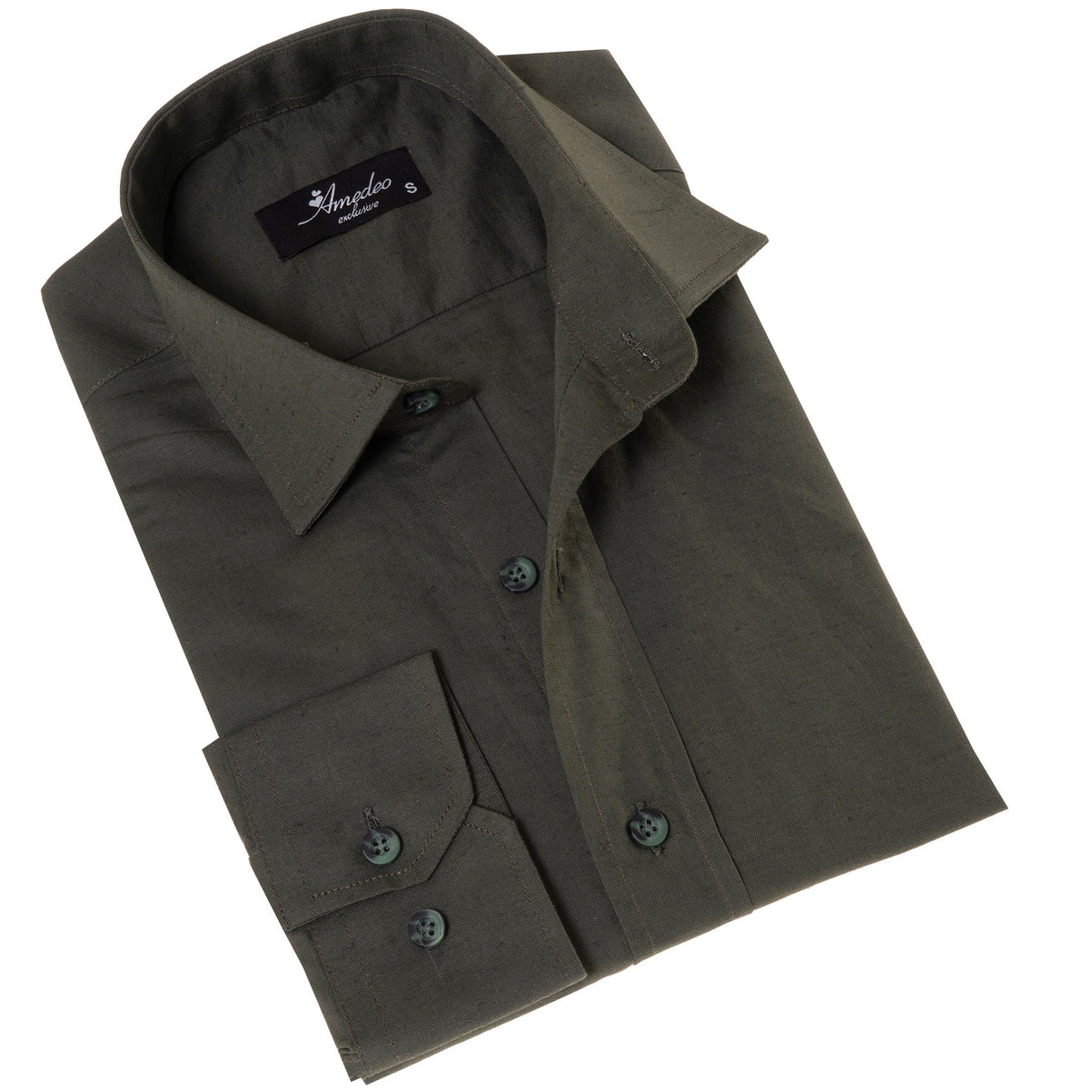 Men's Khaki Linen Shirt - Luxury Tailor Fit European Made Button-Up