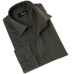 Men's Khaki Linen Shirt - Luxury Tailor Fit European Made Button-Up