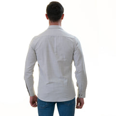 Men’s Light Gray Linen Shirt - Luxury Tailor Fit European Made Button-Up