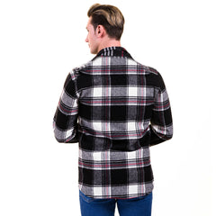 Black & White Check Mens Dress Shirt - Slim Fit Cotton Shirts for Men