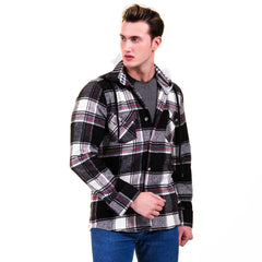 Black & White Check Mens Dress Shirt - Slim Fit Cotton Shirts for Men