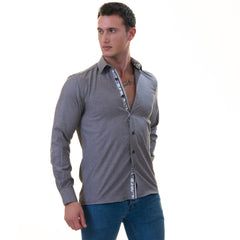 Black Oxford French Cuff Shirt - Slim Fit Cotton Shirts for Men - Work & Casual