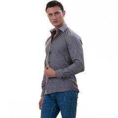 Black Oxford French Cuff Shirt - Slim Fit Cotton Shirts for Men - Work & Casual
