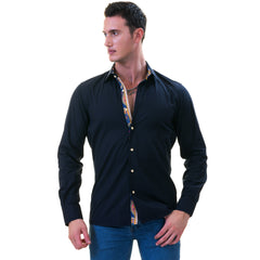 Black Inside Purple Men's Slim Fit Designer French Cuff Shirt - Tailored Cotton
