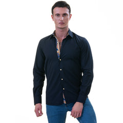 Black Inside Purple Men's Slim Fit Designer French Cuff Shirt - Tailored Cotton