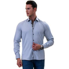 Gray Inside Floral Men's Slim Fit Designer Dress Shirt - Tailored Cotton