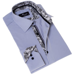 Gray Inside Floral Men's Slim Fit Designer Dress Shirt - Tailored Cotton