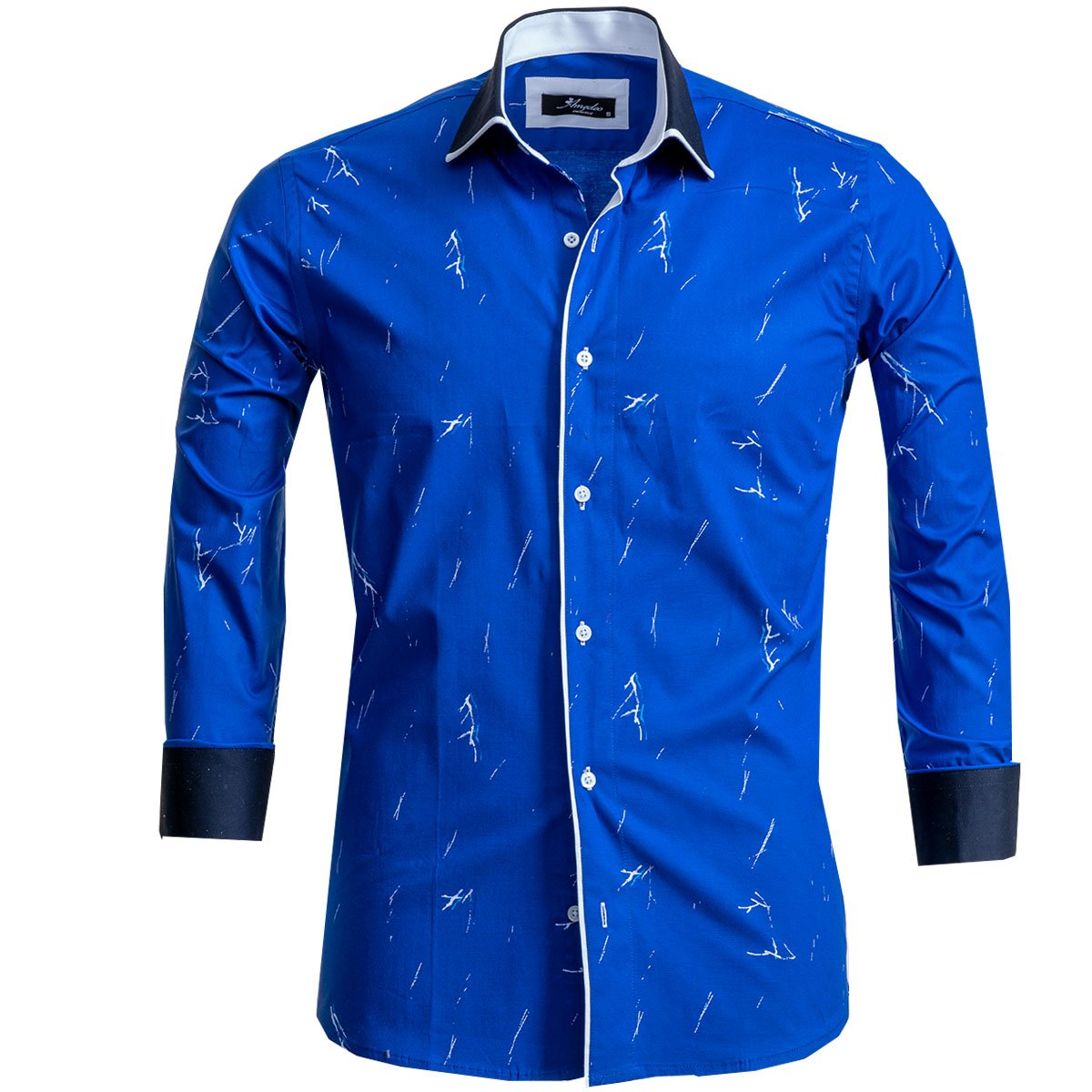 Medium Blue Mens Slim Fit Designer Dress Shirt - tailored Cotton Shirts for Work and Casual Wear - Amedeo Exclusive
