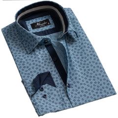Light Denim Blue Mens Slim Fit Designer Dress Shirt - tailored Cotton Shirts for Work and Casual Wear - Amedeo Exclusive