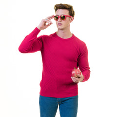 Dark Pink European Wool Luxury Zippered With Sweater Jacket Warm Winter Tailor Fit