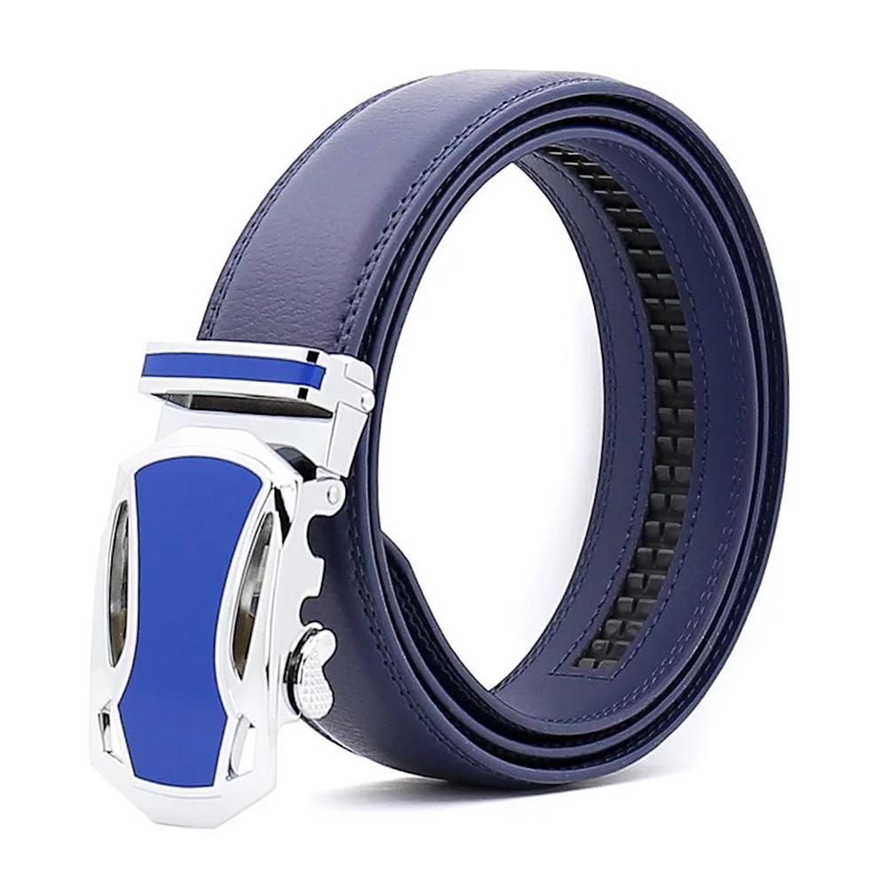 Amedeo Exclusive Men's Blue Belt Blue Buckle Genuine Leather - Amedeo Exclusive