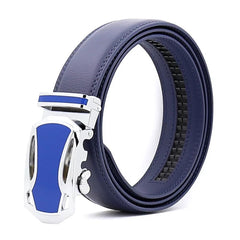 Amedeo Exclusive Men's Blue Belt Blue Buckle Genuine Leather - Amedeo Exclusive